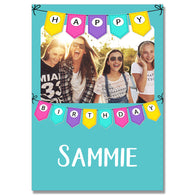 Personalised Turquoise Photo Birthday Card
